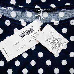 マリメッコ Petja ドット チュニック ワンピース お買い得 レディース Dm便ok Xs 新品 ネイビー ホワイト