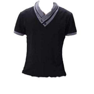 メンズ スタイリッシュ スリム Vネック 半袖 Tシャツ スカーフ風 カットソー トップス カジュアル シャツ大きいサイズ有り ブラック X
