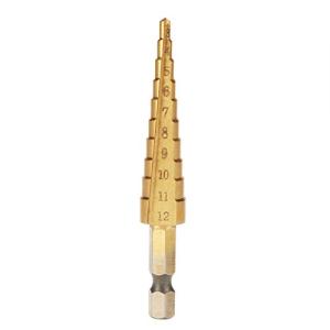 ステップドリル - Delaman 六角軸 HSS鋼 チタンコーティング 4-32mm/4-20mm/4-12mm/3-12mm (3-12