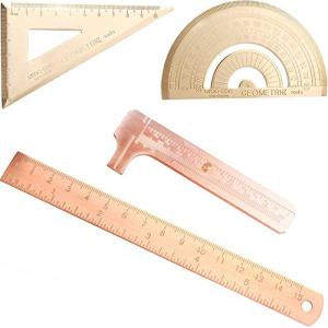 Umora 三角定規 分度器 角度計 物指し ルーラー 黄銅 文具 オフィス用品 製図用品 取組み