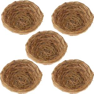 鳥巣 巣箱 5個入 皿巣 わら 織り 手作り鳥の巣 オウム 鳩 小鳥/ベッド用 バードネスト文鳥 小動物 保温 四季通用