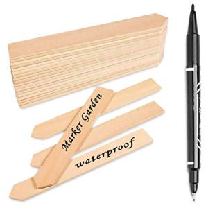 YAMI 植物 ラベル 木製 園芸用 園芸 タグ 植物用タグ 50個 ガーデニング 花壇 プランター 葉の形 鉢植え 立型ラベ