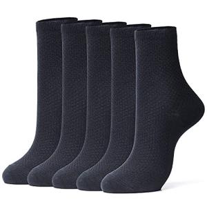 mujina ビジネスソックス 呼吸する 靴下 メンズ ビジネス 紳士 無地 5足セット 竹繊維 防臭 抗菌 通気 無地 クルーソックス くつした ダークグレー