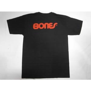 BONES ボーンズ SWISS TEXT BONES ロゴ Tシャツ 黒x赤　 ブラック｜jonnybeeameyoko