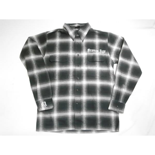 BRONZE AGE ブロンズエイジ OMBRE CHECK FLANNEL フランネルシャツ ブラ...