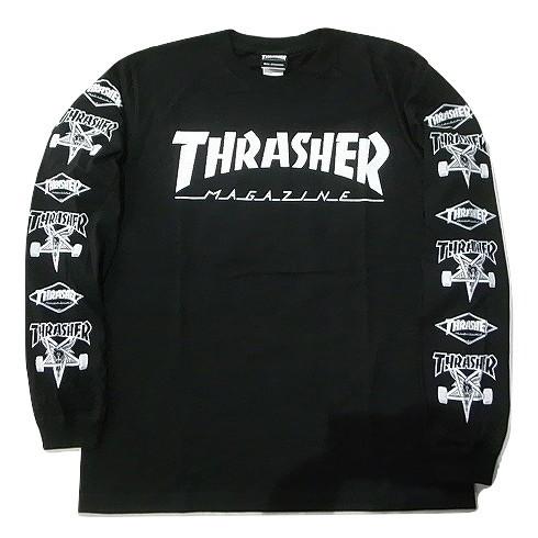 THRASHER スラッシャー MULTI-C L/S ゴート&amp;ダイヤロゴスリーブマルチプリント ロ...