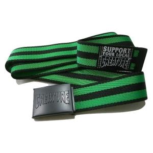 CREATURE クリーチャー LOGO STAMP WEB BELT ロゴスタンプ ガチャベルト BLACK/GREEN ブラックxグリーン