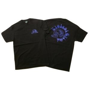 VIOLENT GRIND バイオレントグラインド ＃2 小ロゴ バック CIRCLE サークルロゴ Tシャツ 黒x青 ブラックxブルー｜jonnybeeameyoko