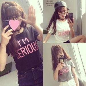 半袖 Tシャツ I'M SERIOUS プリント トップス カットソー 春夏物 クリックポスト送料無料｜jorifemme