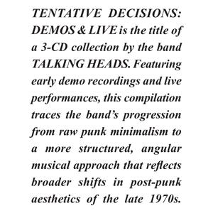 TENTATIVE DECISIONS: DEMOS ＆ LIVE [3CD]【輸入盤】▼/トーキン...