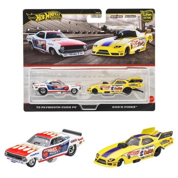 マテル ホットウィール プレミアム 2パック &apos;72 プリマス クーダ FC / ロブ・ン・ピンクス...
