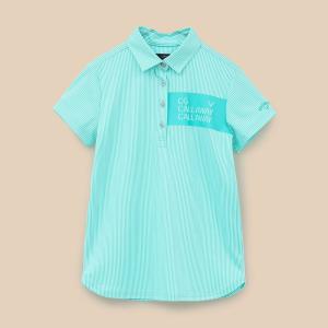 キャロウェイ ウィメンズ ストライプジャガード半袖シャツ(ライトグリーン・サイズ：M) 返品種別A｜joshin