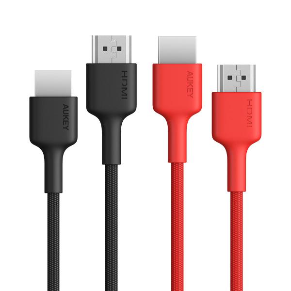 AUKEY HDMIケーブル [HDMI to HDMI] 2m (ブラック/ レッド 2本組み) ...