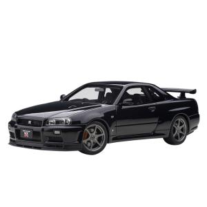 オートアート (再生産)1/ 18 日産 スカイライン GT-R (R34) Vスペック II (ブラックパール)(77407)ミニカー 返品種別B｜joshin