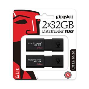 Kingston USB3.0対応 スライド式フラッシュメモリ 32GB DT100G3/ 32GB-2P