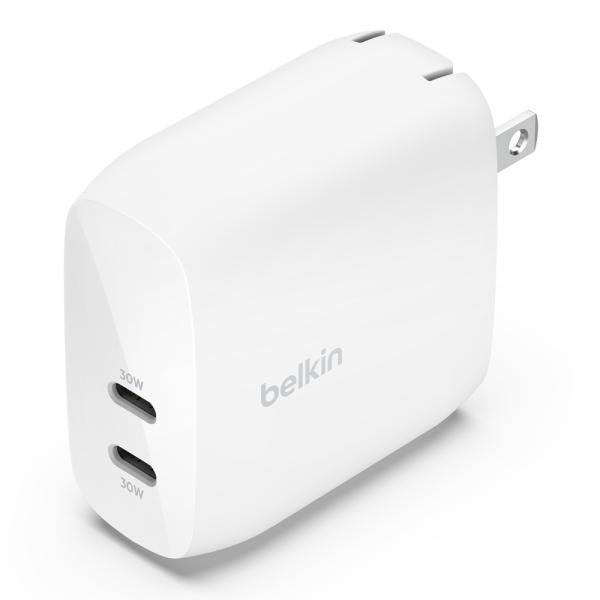 BELKIN 30W + 30W 2ポート PPS USB-C PD急速充電器 WCB010DQWH...