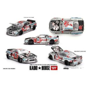 MINI-GT 1/ 64 Nissan スカイライン GT-R R34 Kaido Star Racing V1(右ハンドル)(KHMG197)ミニカー 返品種別B