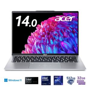 Acer(エイサー) 14型ノートパソコン Swift Go 14(Ultra7/  メモリ 32GB/  512GB SSD/  Officeあり)ピュアシルバー Swift SFG14-73-N73Y/ F 返品種別A｜joshin