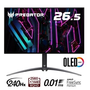 rehacer - acer製　26.5インチ ゲーミングモニター Predator X27U　X27Ubmiipruzx　ブラック エイサー、有機ELパネル採用の26.5型ゲーミングモニター