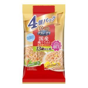 グラン・デリ 国産鶏ささみ パウチ ほぐし13歳以上用 バラエティ 緑黄色野菜・チーズ入り 80g×4 ユニ・チャーム 返品種別B｜Joshin web