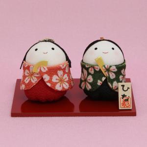 京都 リュウコドウ ぽてりひな２人（麻の葉）桜几帳付 ちりめん 雛人形 ぽてりひな二人 麻の葉 桜几帳付 お雛様 ひな祭り