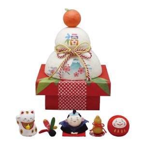 京都 リュウコドウ ちぎり和紙 彩五福鏡もち 迎春 縁起物 正月飾り 開運グッズ 和風インテリア 和雑貨 和小物 日本土産 龍虎堂 006-0828
