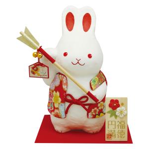 京都リュウコドウ ちぎり和紙 破魔矢 卯 2023 うさぎ 干支飾り 卯年 迎春 お正月 置き物 日本製 R-0281