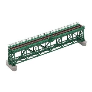 Nゲージ 複線曲弦大トラス鉄橋 F・緑・PC橋脚2本付 鉄道模型