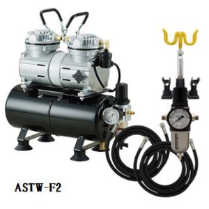 エアテックス タンク＆ツインセレクション2 エアブラシフリー(ASTW-F2)コンプレッサーセット ...
