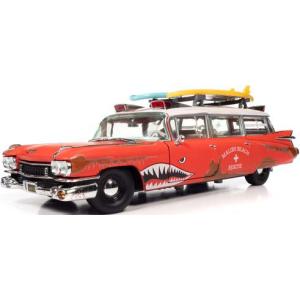 Auto World 1/ 18 1959 キャディラック エルドラド 救急車 ”Surf Shark” レッド/ ホワイト(AW312)ミニカー 返品種別B｜joshin