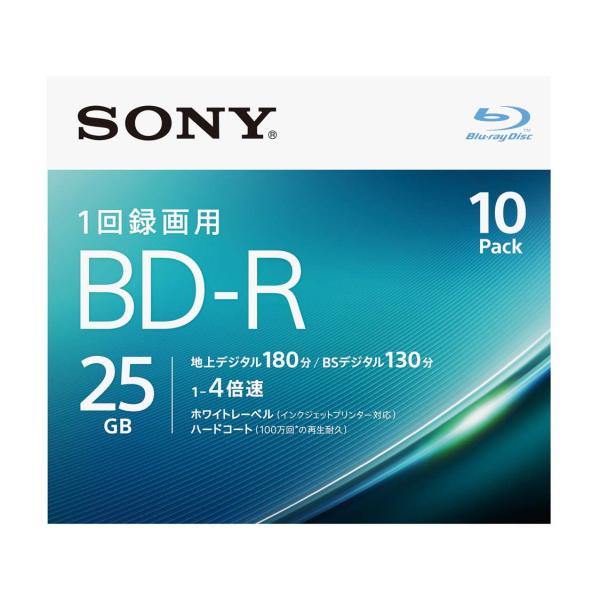 ソニー 4倍速対応BD-R 10枚パック 25GB ホワイトプリンタブル SONY 10BNR1VJ...