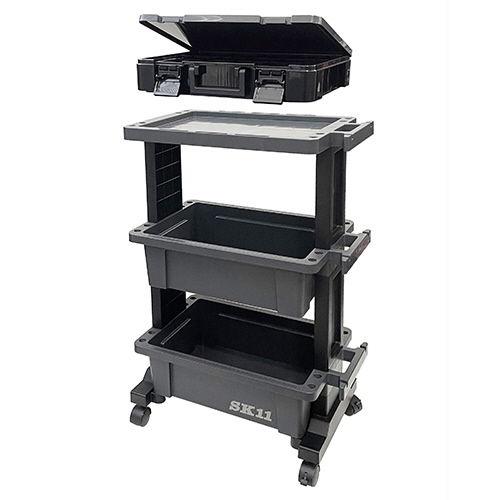 SK11 ツールワゴン(上段テーブル型)＆パーツストッカーセット STW-T490PS 返品種別B
