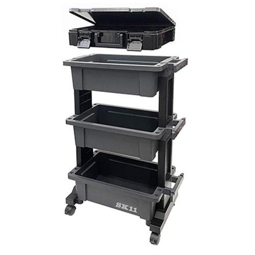 SK11 ツールワゴン(全段ボックス型)＆パーツストッカーセット STW-B490PS 返品種別B