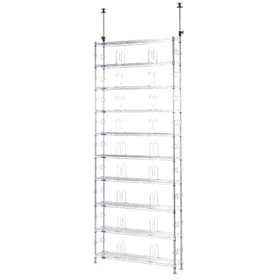 ルミナス 突っ張りテンションラック 本棚 大容量 ブックシェルフ(10段・幅93×奥行23×高220...