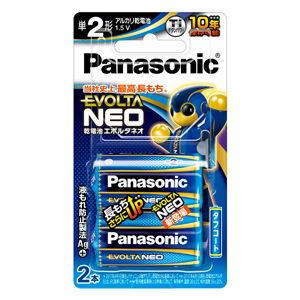 パナソニック アルカリ乾電池単2形 2本パック Panasonic EVOLTA NEO LR14NJ/ 2B 返品種別A｜joshin