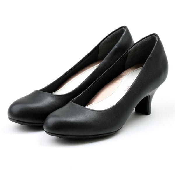 Lady worker(レディワーカー) ラウンドトゥパンプス(ブラックスムース・サイズ：23.0c...