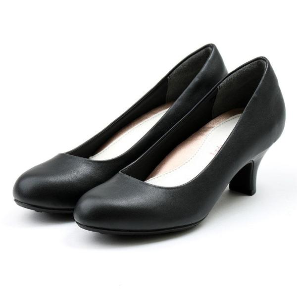 Lady worker(レディワーカー) ラウンドトゥパンプス(ブラックスムース・サイズ：23.5c...