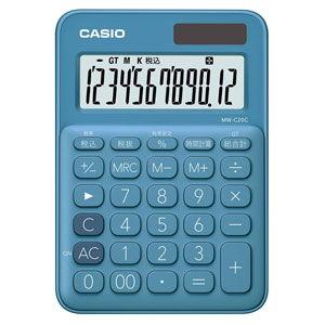 カシオ 電卓 12桁 (レイクブルー) CASIO カラフル電卓 ミニジャストタイプ MW-C20C-BU 返品種別A｜joshin