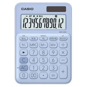 カシオ 電卓 12桁 (ペールブルー) CASIO カラフル電卓 ミニジャストタイプ MW-C20C...