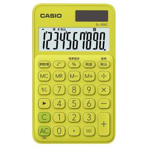 カシオ 電卓 10桁 (ライムグリーン) CASIO カラフル電卓 時間計算付手帳タイプ SL-300C-YG 返品種別A｜joshin