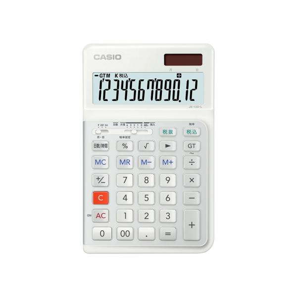 カシオ 人間工学電卓 左手用 12桁 (ホワイト) JE-12D-L-WE-N 返品種別A