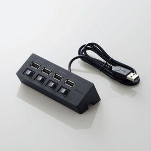 エレコム 機能主義USB2.0ハブコンパクト ACアダプタ付 セルフパワー 個別スイッチ別 4ポート...