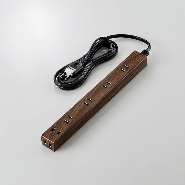 エレコム 木目柄スリムタップ 雷ガード内蔵 ウォルナット(6個口・2m) ECT-0202W 返品種...