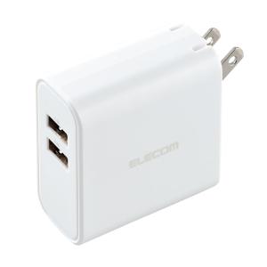 エレコム USB充電器 USBポート×2 コンパクト 2台同時充電 スマホ タブレット(ホワイト) EC-AC03WH 返品種別A｜joshin