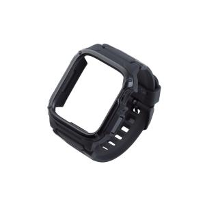 エレコム Apple Watch バンド一体型 側面保護バンパーケース Series7 用 2重構造 TPU+PC 耐衝撃 米軍軍用規格 AW-21BBBZEROBK