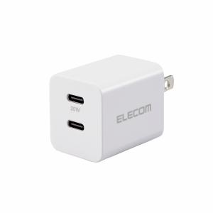 エレコム USB Type-C 充電器 PD対応 最大出力20W Type-C×2 スイングプラグ 小型 軽量 ACアダプター(ホワイト) MPA-ACCP35WH 返品種別A｜joshin