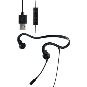 エレコム 有線骨伝導ヘッドセット USB-A マイク付き ネックバンドタイプ 耳栓付属(両耳用) HS-BC05UBK 返品種別A｜joshin