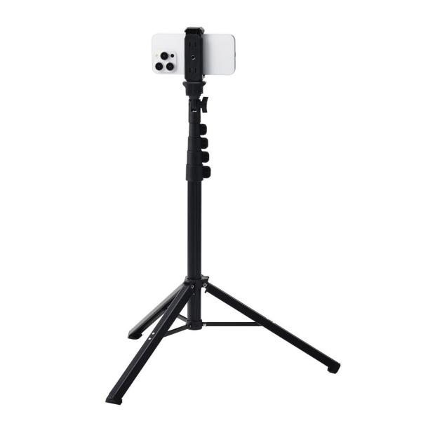 エレコム 高耐荷重スマホ三脚 最大約165cm スマホホルダー付 スマホスタンド(ブラック) P-S...