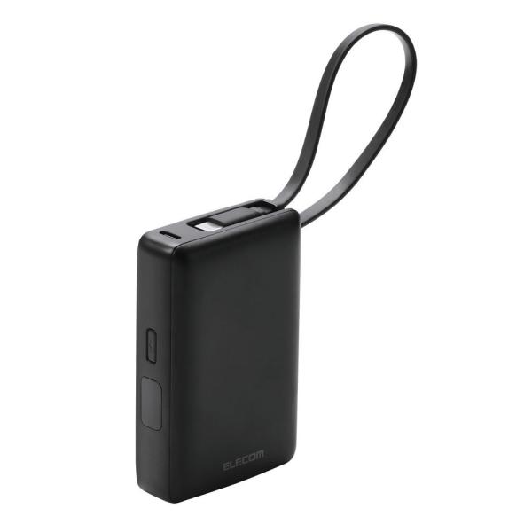 エレコム ケーブル一体型モバイルバッテリー 10000mAh(30W・ブラック) DE-C71L-1...