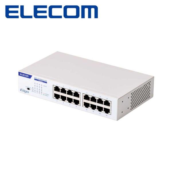 エレコム｜ELECOM スイッチングハブ 16ポート ギガビット 金属筐体 内蔵電源 静音ファンレス...